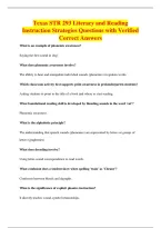 Texas STR 293 Literacy and Reading&NewLine;Instruction Strategies Questions with Verified&NewLine;Correct Answers