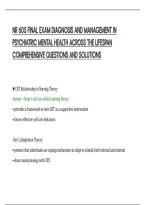 Nr 605 Final Exam Diagnosis And Management In&NewLine;Psychiatric Mental Health Across The Lifespan&NewLine;Comprehensive Questions And Solutions&NewLine;