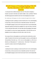 TExES Science of Teaching Reading STR 293&NewLine;Practice Questions with Verified Correct&NewLine;Answers