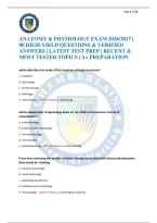 Anatomy & Physiology Exam 2026&sol;2027 &vert; 80 High-Yield Questions & Verified Answers &vert; Latest Test Prep &vert; Recent & Most Tested Topics &vert; A&plus; Preparation