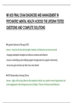 Nr 605 Final Exam Diagnosis And Management In&NewLine;Psychiatric Mental Health Across The Lifespan Tested&NewLine;Questions And Complete Solutions&NewLine;
