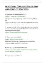 Nr 607 Final Exam Tested Questions&NewLine;And Complete Solutions&NewLine;
