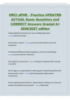HRCI aPHR Certification UPDATED ACTUAL Exam Questions and CORRECT Answers Graded A&plus; 2026&sol;2027 edition Start your Preparation for HRCI aPHR and become Associate Professional in Human Resources certified with ProcessExam&period;com&period; Here you get online prac