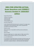HRCI PHR UPDATED ACTUAL&NewLine;Exam Questions and CORRECT&NewLine;Answers Graded A&plus; 2026&sol;2027&NewLine;edition&NewLine;Organizational Charts&NewLine;-Hierarchy of Authority&NewLine;-Division of Labor&NewLine;-Span of Control&NewLine;-Line and Staff Positions&NewLine;Hierarchy of Authority&NewLine;Linear connections that ill