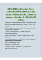 HRCI PHRca Practice Test -&NewLine;Timed Full UPDATED ACTUAL&NewLine;Exam Questions and CORRECT&NewLine;Answers Graded A&plus; 2026&sol;2027&NewLine;edition&NewLine;California law prohibits smoking in all places of employment except&colon;&NewLine;A&period; medical research facilities if smoking is integral to researc