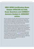 HRCI SPHR Certification Exam&NewLine;Sample UPDATED ACTUAL&NewLine;Exam Questions and CORRECT&NewLine;Answers Graded A&plus; 2026&sol;2027&NewLine;edition&NewLine;Start your Preparation for HRCI SPHR and become Senior Professional&NewLine;in Human Resources certified with ProcessExam&period;com&period; Here you get&NewLine;on