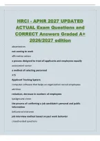 HRCI - APHR 2027 UPDATED&NewLine;ACTUAL Exam Questions and&NewLine;CORRECT Answers Graded A&plus;&NewLine;2026&sol;2027 edition&NewLine;absenteeism&NewLine;not coming to work&NewLine;affirmative action&NewLine;a process designed to treat all applicants and employees equally&NewLine;assessment center&NewLine;a method of select
