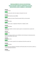 Management Of Occupational&NewLine;Health And Safety Updated Actual&NewLine;Questions And Correct Answers
