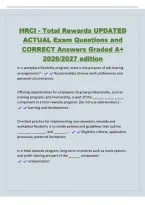 HRCI - Total Rewards UPDATED&NewLine;ACTUAL Exam Questions and&NewLine;CORRECT Answers Graded A&plus;&NewLine;2026&sol;2027 edition&NewLine;In a workplace flexibility program&comma; what is the purpose of job-sharing&NewLine;arrangements&quest; - Accommodate diverse work preferences and&NewLine;personal circumstances