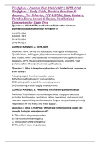 Firefighter I Practice Test 2026&sol;2027 &vert; NFPA 1010 Firefighter 1 Study Guide&comma; Practice Questions & Answers&comma; Fire Behavior&comma; PPE & SCBA&comma; Hose&comma; Ladders&comma; Forcible Entry&comma; Search & Rescue&comma; Ventilation & Comprehensive Exam Prep