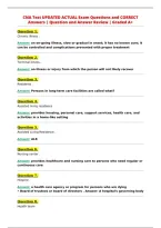 CNA Test UPDATED ACTUAL Exam Questions and CORRECT&NewLine;Answers &vert; Question and Answer Review &vert; Graded A&plus;
