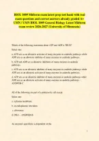 BIOL 1009 Midterm exam latest prep test bank with real exam questions and correct answers already graded A&plus; UMN &sol; UMN BIOL 1009 General Biology Latest Midterm exam review 2026-2027 &lpar;University of Minnesota&rpar;
