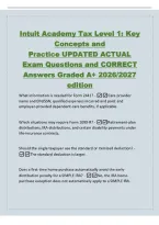 Intuit Academy Tax Level 1&colon; Key&NewLine;Concepts and&NewLine;Practice UPDATED ACTUAL&NewLine;Exam Questions and CORRECT&NewLine;Answers Graded A&plus; 2026&sol;2027&NewLine;edition&NewLine;What information is needed for Form 2441&quest; -Care provider&NewLine;name and EIN&sol;SSN&semi; qualified expenses incurred and paid&semi; and