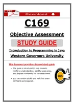 C169 Introduction to Programming in Java Objective Assessment Study Guide &lpar;2026&sol;2027&rpar; &vert; WGU Exam Review