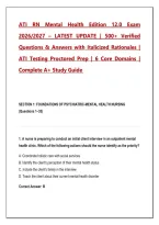 ATI RN Mental Health Edition 12&period;0 Exam 2026&sol;2027 &ndash; 500&plus; Practice Q&A with Detailed Rationales &vert; ATI Proctored Exam Study Guide