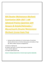 MA Elevator Maintenance Mechanic Examination 2026&ndash;2027 &vert; 100 Advanced Practice Questions with Answers & Detailed Rationales &vert; Massachusetts Elevator Maintenance Mechanic License Exam Prep