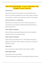 NR 326 Mental Health - Exam 2 Questions with&NewLine;Verified Correct Answers