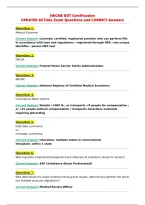 NRCME DOT Certification&NewLine;UPDATED ACTUAL Exam Questions and CORRECT Answers&NewLine;