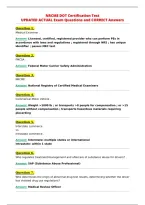 NRCME DOT Certification Test&NewLine;UPDATED ACTUAL Exam Questions and CORRECT Answers