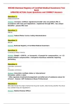 NRCME &lpar;National Registry of Certified Medical Examiners&rpar; Test&NewLine;Bank&NewLine;UPDATED ACTUAL Exam Questions and CORRECT Answers&NewLine;
