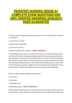 Pediatric Nursing Grade A&plus; &NewLine;Complete Exam Questions And &NewLine;100&percnt; Verified Answers &lpar;2026&sol;2027&rpar; &NewLine;Pass Guarantee 