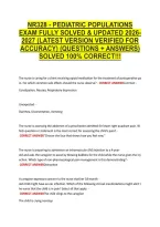 Nr328 - Pediatric Populations &NewLine;Exam Fully Solved & Updated 2026&NewLine;2027 &lpar;Latest Version Verified For &NewLine;Accuracy&rpar; &lpar;Questions &plus; Answers&rpar; &NewLine;Solved 100&percnt; Correct&excl;&excl;&excl; 