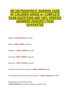 Nr 328 Pediatrics&colon; Nursing Care &NewLine;Of Children Grade A&plus; Complete &NewLine;Exam Questions And 100&percnt; Verified &NewLine;Answers &lpar;2026&sol;2027&rpar; Pass &NewLine;Guarantee 