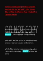 CSPR Exam 2026&sol;2027 &vert; Certified Specialist &NewLine;Payment Rep Full Test Bank &vert; 200&plus; Verified &NewLine;Q&A &vert; HFMA Certification Prep &ndash; Graded A&plus; &vert; &NewLine;Updated Version