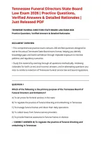 Tennessee Funeral Directors State Board Law Exam 2026 &vert; Practice Questions&comma; Verified Answers & Detailed Rationales &vert; Just Released PDF