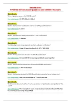 NRCME &lpar;DOT&rpar;&NewLine;UPDATED ACTUAL Exam Questions and CORRECT Answers