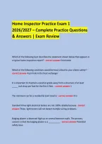 Home Inspector Practice Exam 1 &NewLine;2026&sol;2027 &ndash; Complete Practice Questions & Answers &vert; Exam Review &NewLine;