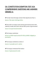 Ga Constitution Exemption Test Uga&NewLine;Comprehensive Questions And Answers&NewLine;Graded A&plus;