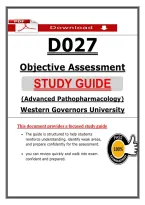 D027 Advanced Pathopharmacology Objective Assessment Study Guide &lpar;2026&sol;2027&rpar; &vert; WGU Exam Review & Assessment Prep
