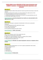 CNOR EXAM Latest UPDATED ACTUAL Exam Questions and&NewLine;CORRECT Answers &vert; Verified Examination Questions and&NewLine;Answers&NewLine;