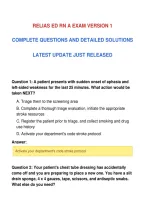 Relias Ed Rn A Exam Version 1&NewLine;Complete Questions And Detailed Solutions&NewLine;Latest Update Just Released