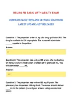 Relias Rn Basic Math Ability Exam&NewLine;Complete Questions And Detailed Solutions&NewLine;Latest Update Just Released