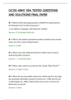 Gcss Army Ssa Tested Questions&NewLine;And Solutions Final Paper