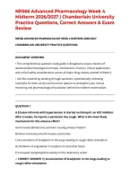 NR566 Advanced Pharmacology Week 4 Midterm 2026&sol;2027 &vert; Chamberlain University Practice Questions&comma; Correct Answers & Exam Review