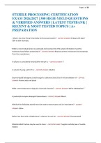 Sterile Processing Certification Exam 2026&sol;2027 &vert; 300 High-Yield Questions & Verified Answers &vert; Latest Testbank &vert; Recent & Most Tested Topics &vert; A&plus; Preparation