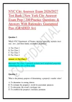 NYC City Assessor Exam 2026&sol;2027 Test Bank &vert; New York City Assessor Exam Prep &vert; 200 Practice Questions & Answers With Rationales Guaranteed Pass &lpar;GRADED A&plus;&rpar;
