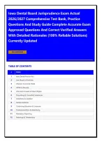 Iowa Dental Board Jurisprudence Exam Actual 2026&sol;2027 Comprehensive Test Bank&comma; Practice Questions And Study Guide Complete Accurate Exam Approved Questions And Correct Verified Answers With Detailed Rationales &lpar;100&percnt; Reliable Solutions&rpar; Currently Updated