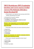 NBCE Physiotherapy &lpar;PHT&rpar; Examination &NewLine;Questions And Correct Answers &lpar;Verified &NewLine;Answers&rpar; Plus Rationales 2026 Q&A &vert; &NewLine;Instant Download Pdf