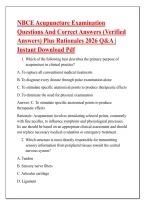 NBCE Acupuncture Examination &NewLine;Questions And Correct Answers &lpar;Verified &NewLine;Answers&rpar; Plus Rationales 2026 Q&A &vert; &NewLine;Instant Download Pdf 