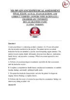 NR509 Advanced Physical Assessment Final Exam 2026 &sol; 2027 Questions And Correct Verified Answers With Rationales