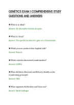 Genetics Exam 1 Comprehensive Study&NewLine;Questions And Answers