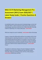  &NewLine;WGU D174 Marketing Management Pre-&NewLine;Assessment &lpar;JNV1&rpar; Exam 2026&sol;2027 &vert; &NewLine;Latest Study Guide &vert; Practice Questions & Answers &NewLine;