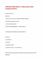 UMN BIOL 1009 Midterm 1 &lpar;Gibson&rpar; Exam With Complete Solutions
