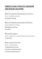 Genetics Exam 4 Practice Questions&NewLine;And Detailed Solutions&NewLine;
