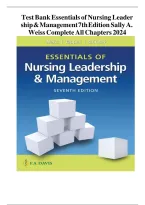 TEST BANK Essentials of Nursing Leadership & Management 7 Edition by Sally A&period; Weiss All Chapters