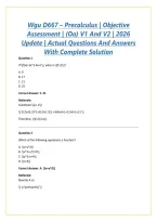Wgu D667 &ndash; Precalculus &vert; Objective Assessment &vert; &lpar;Oa&rpar; V1 And V2 &vert; 2026 Update &vert; Actual Questions And Answers With Complete Solution